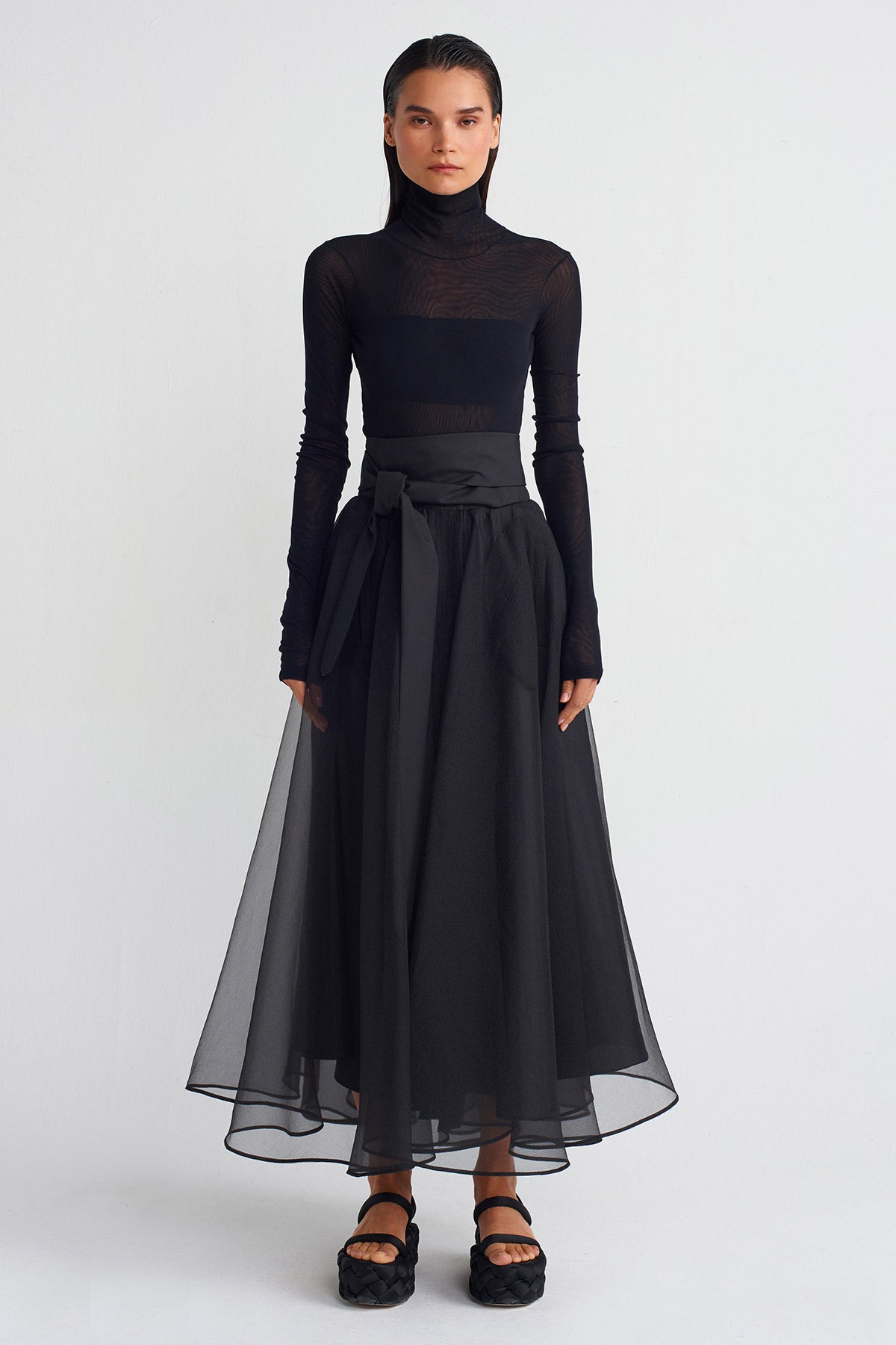 Black Organza Voluminous Skirt-K242012015