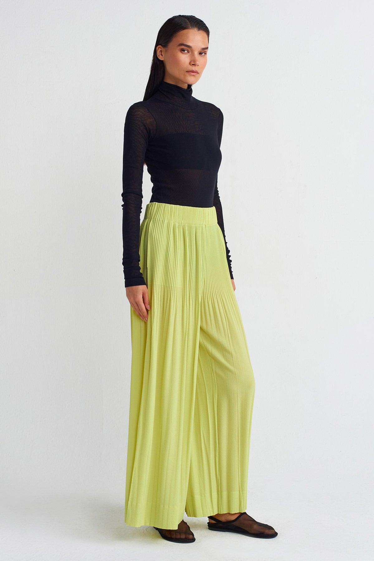 Lime Pleated Trousers-K243013049