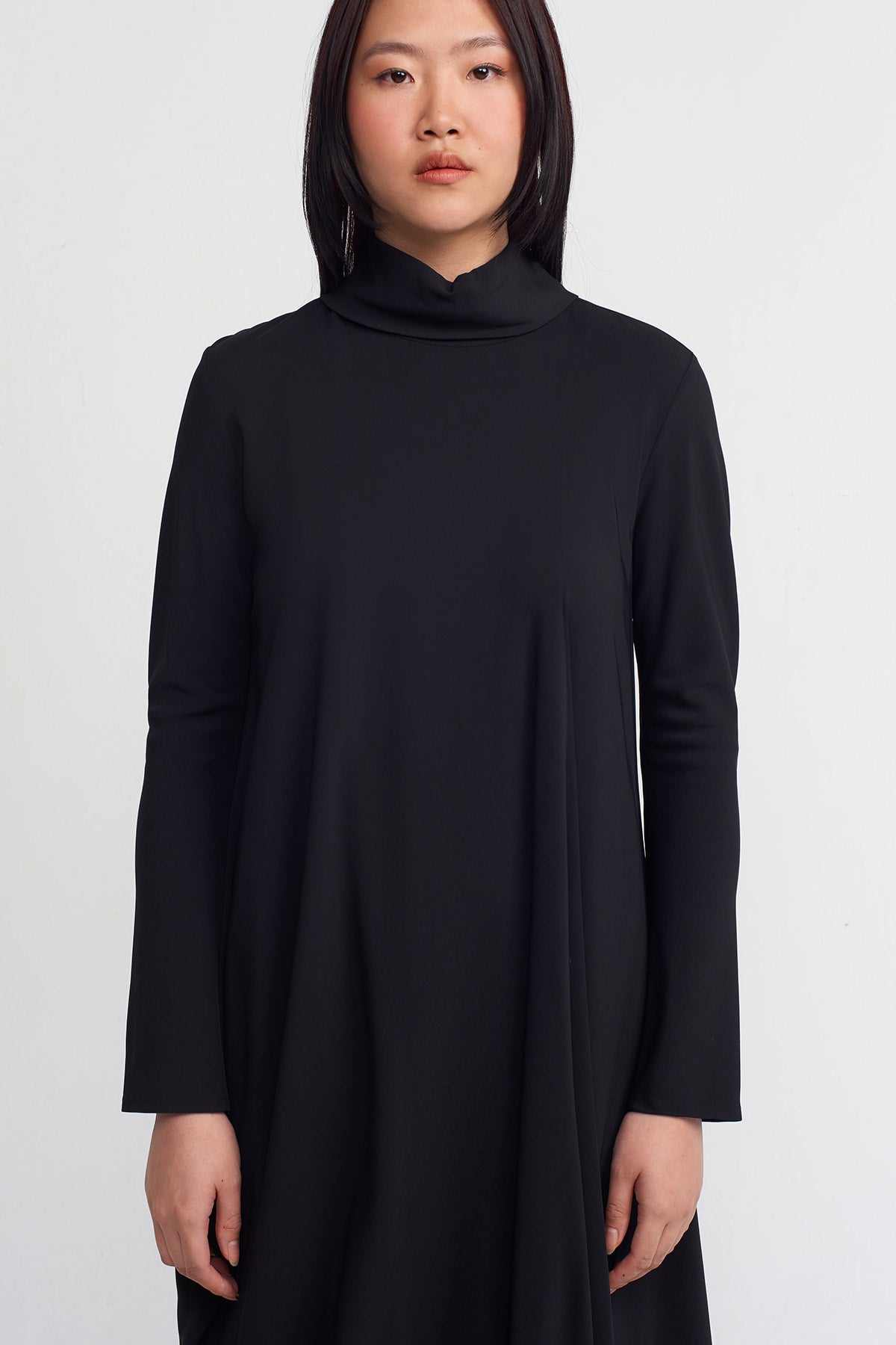 Black Draped Jersey Dress-K244014020