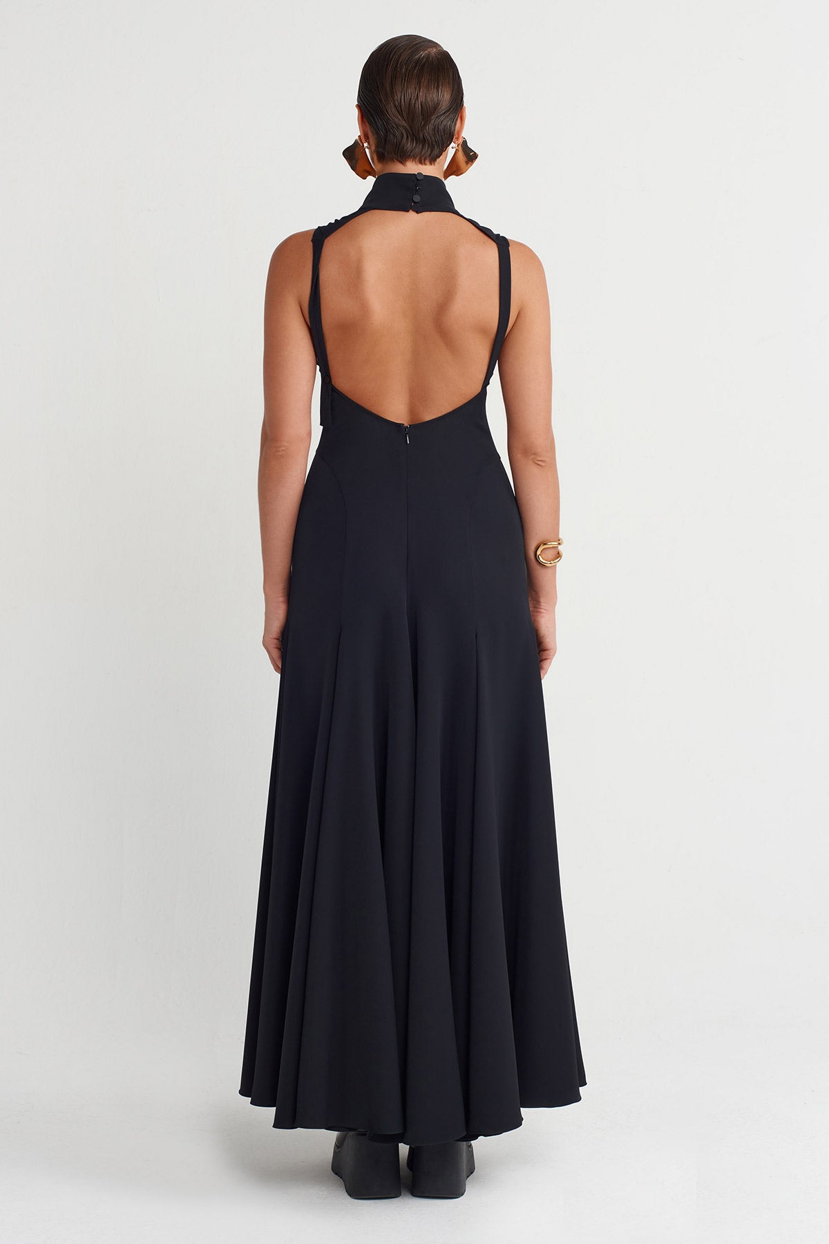 Black Backless Long Dress-K244014065