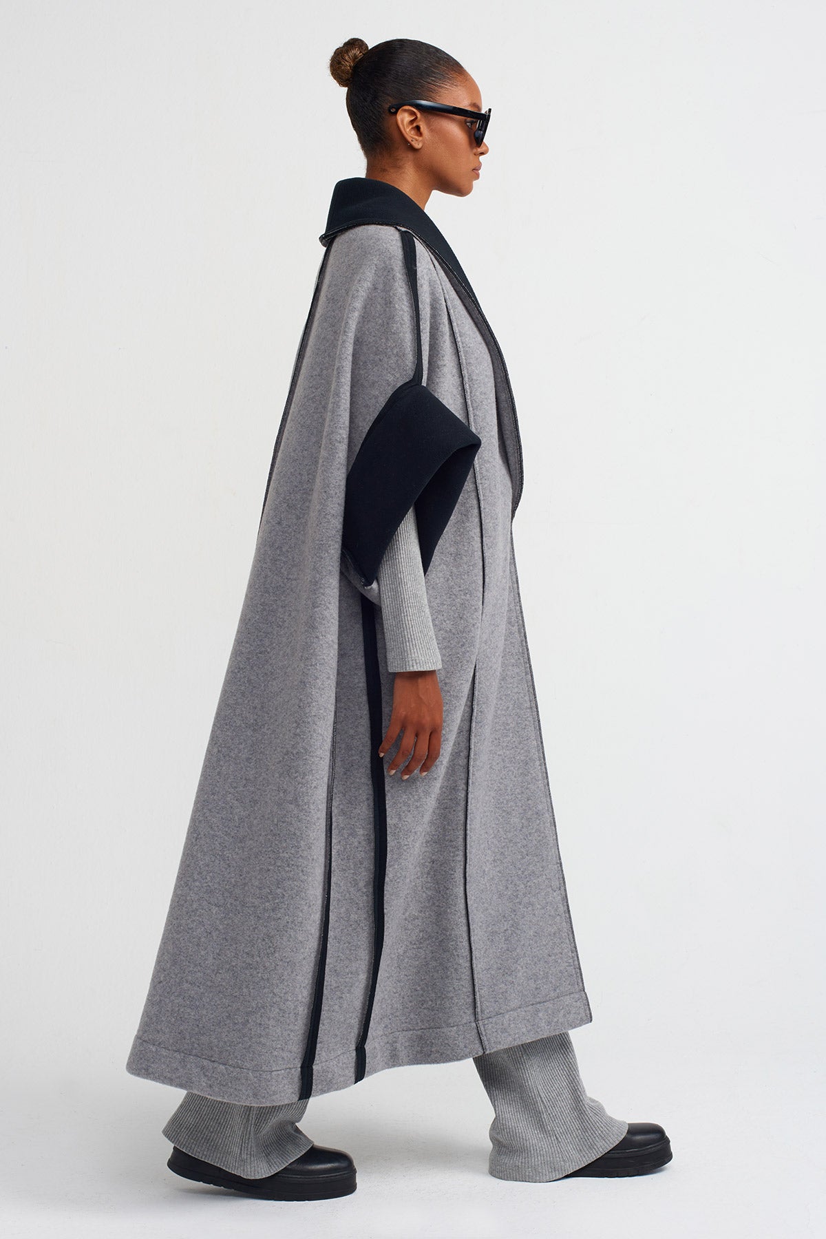 Grey Long Coat Style Jacket-K247017015