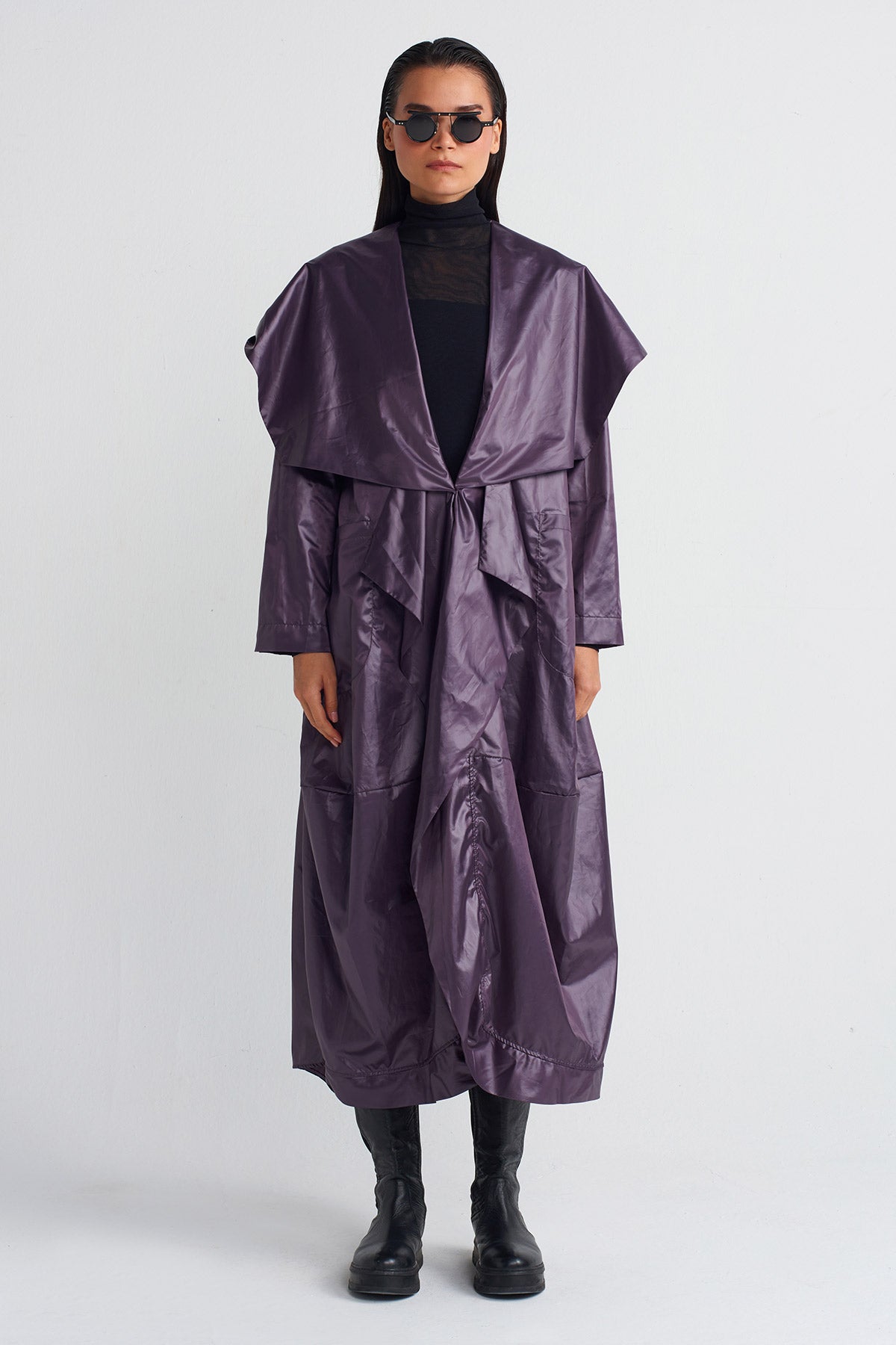 Plum Long Kimono Raincoat-K247017024