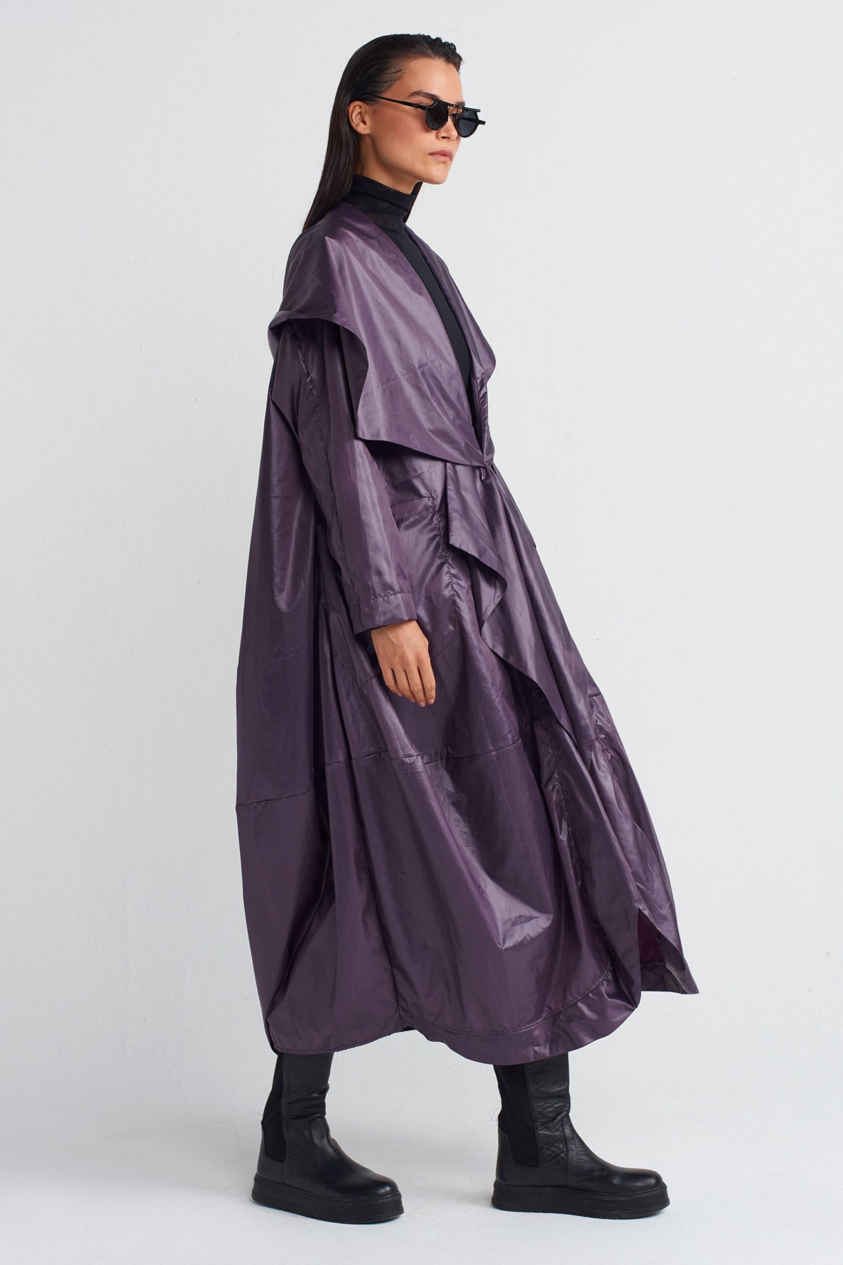 Plum Long Kimono Raincoat-K247017024