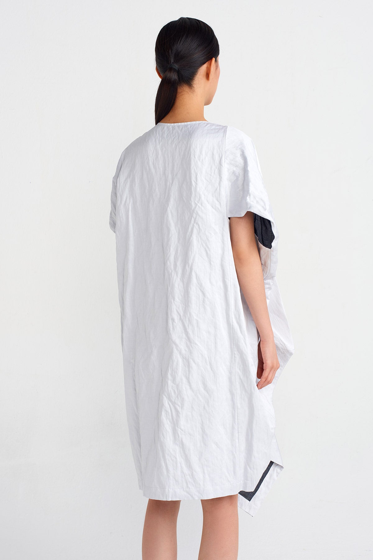 White / Black Printed Ribbed Short Dress-Y244014040
