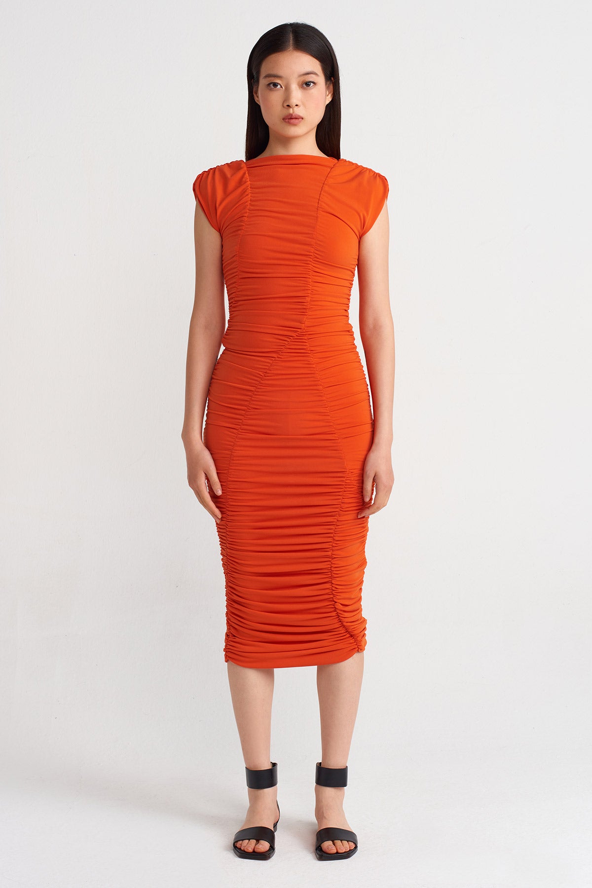 Flame Ruched Jersey Dres-Y244014189
