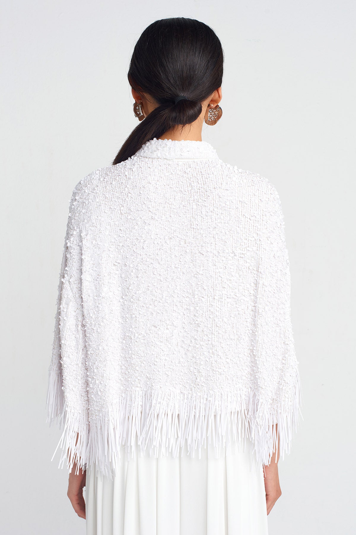 Off White Sequin Embellished Shirt-Y251011028