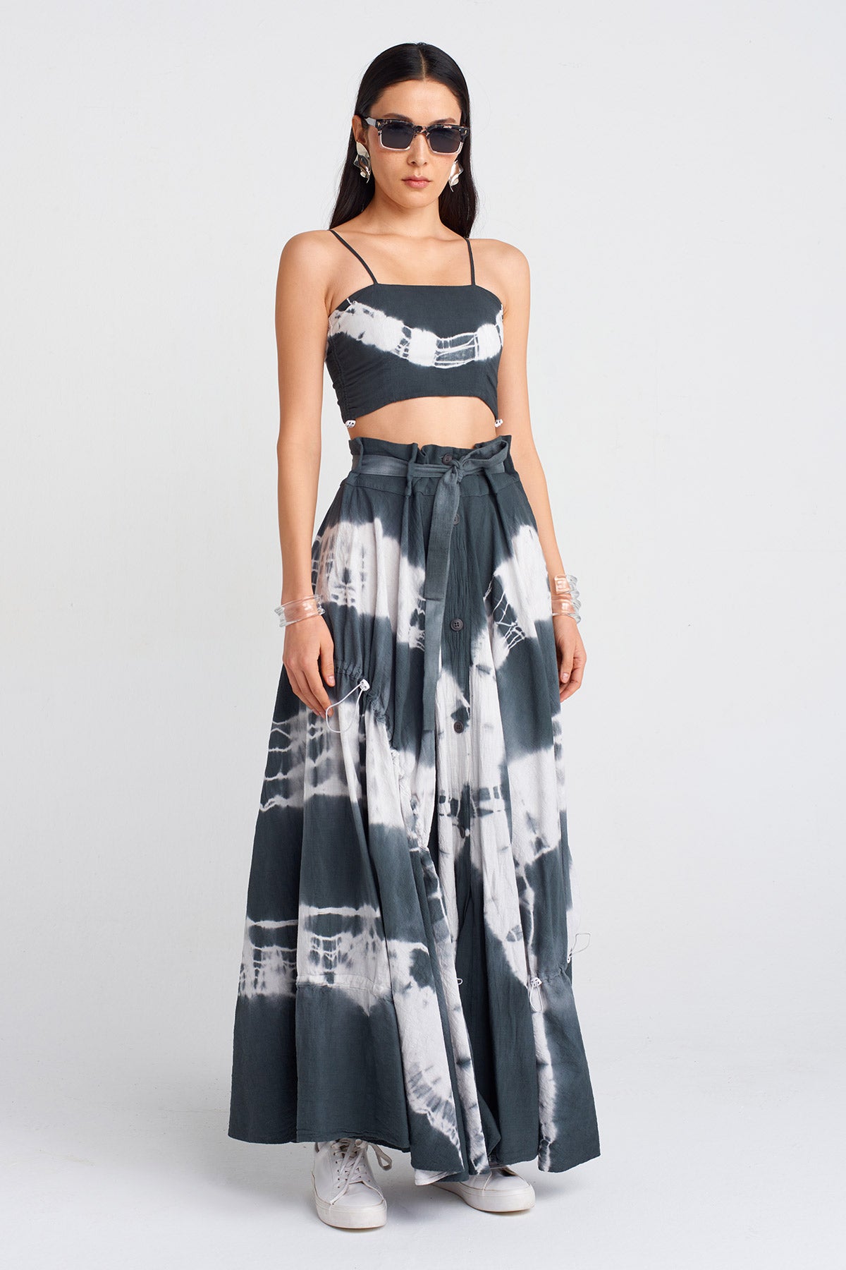 Dark Grey Tie-Dye Effect Skirt-Y252012014