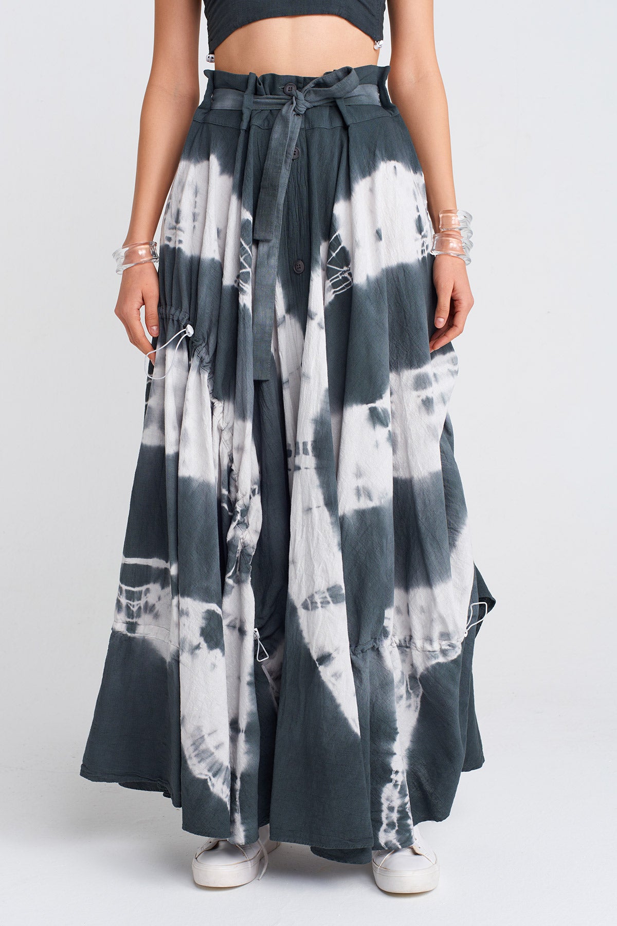 Dark Grey Tie-Dye Effect Skirt-Y252012014