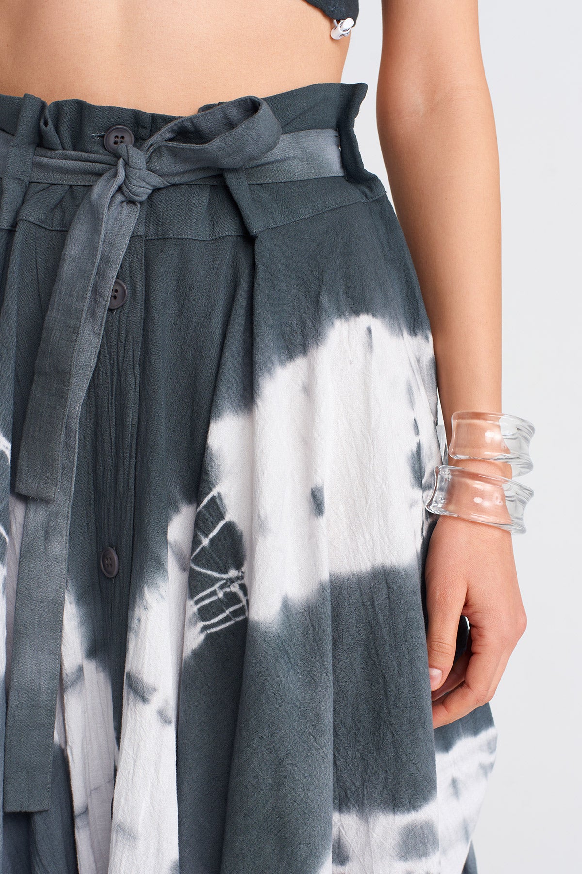 Dark Grey Tie-Dye Effect Skirt-Y252012014