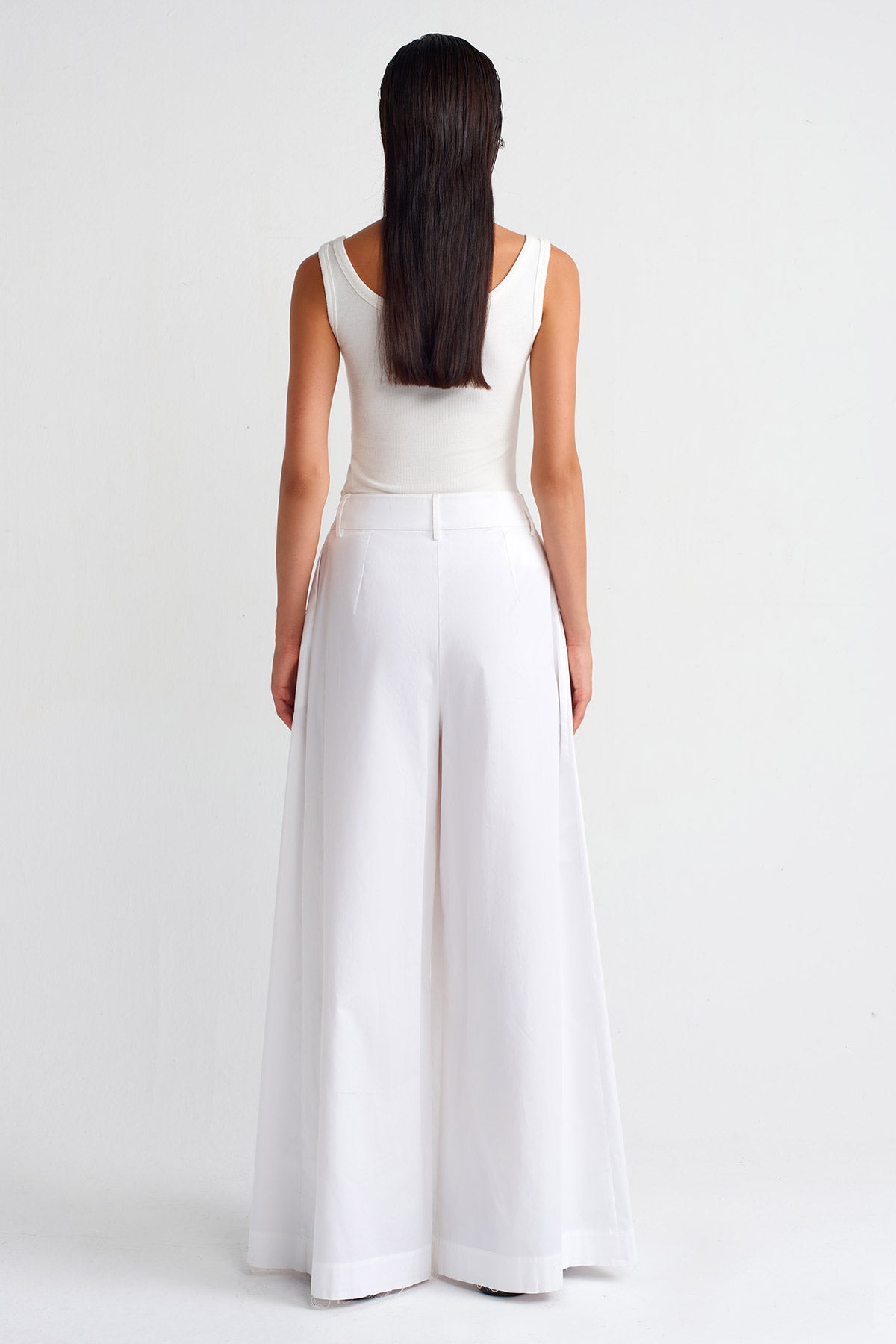 Off White Wide-Leg Poplin Trousers-Y253013005