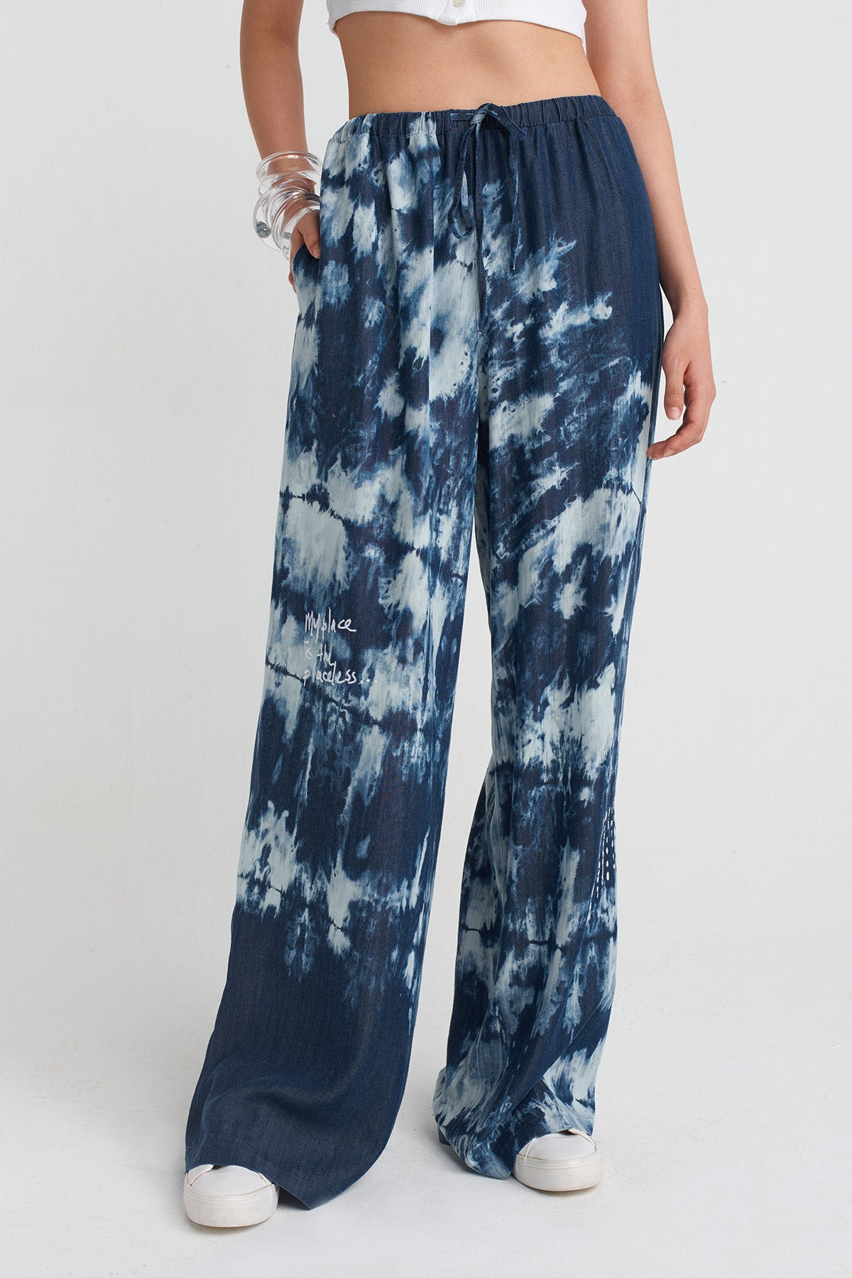 Marine Embroidered Batik Pants-Y253013008