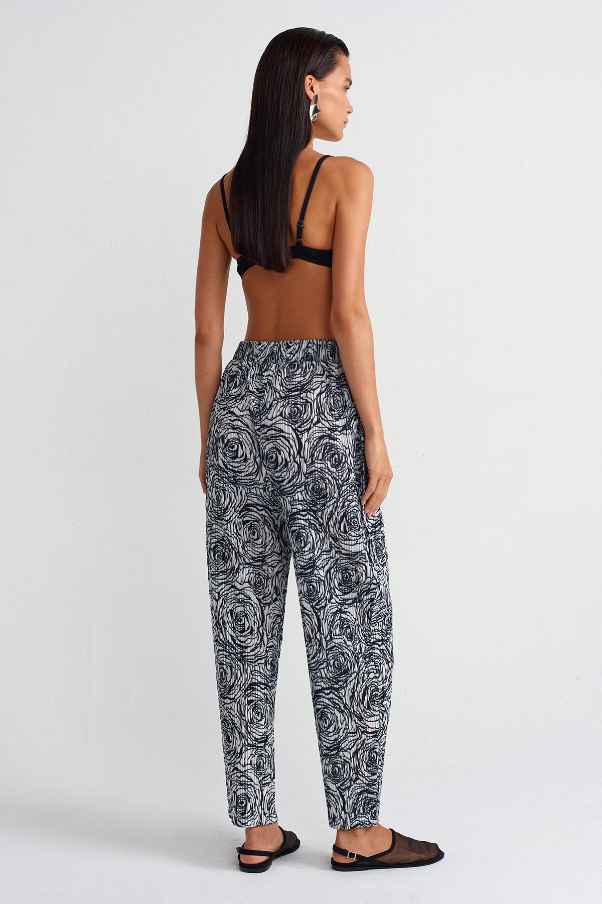 Printed Pleated Trousers-Y253013029