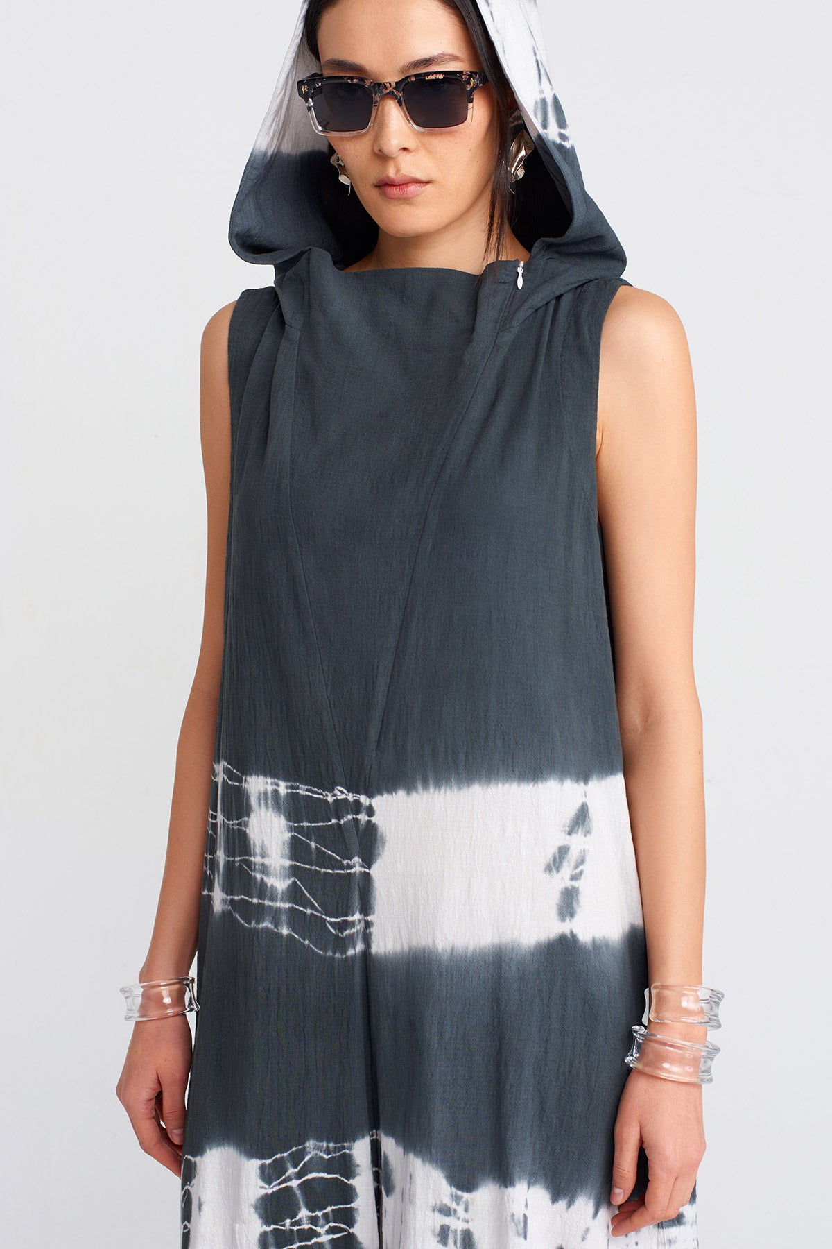 Dark Grey Tie-Dye Effect Jumpsuit-Y254014083