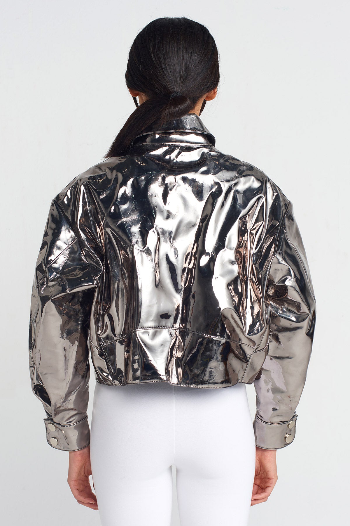 Silver Window Detail Metallic Jacket-Y255015002