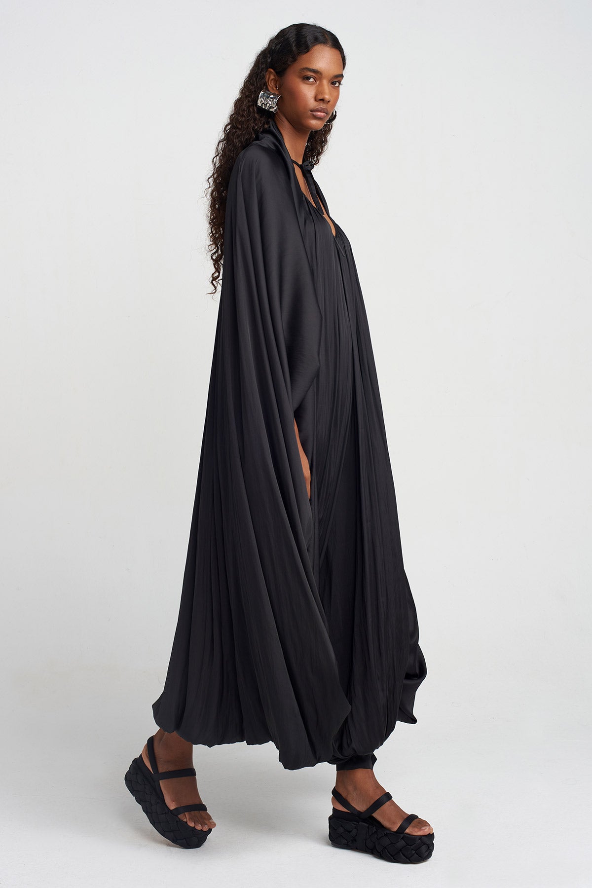 Black Cape Jacket-Y255015029