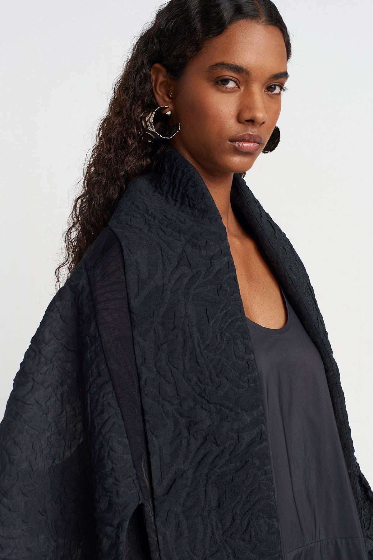 Black Jacquard Bolero Jacket-Y255015060